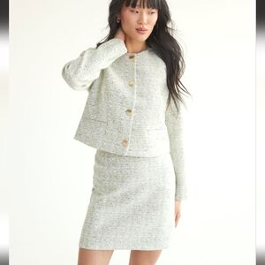 2 Piece Outfit Tweed Jacket and Skirt Set Size 10/12